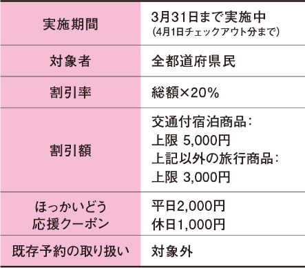 表：「HOKKAIDO LOVE!割」の詳細